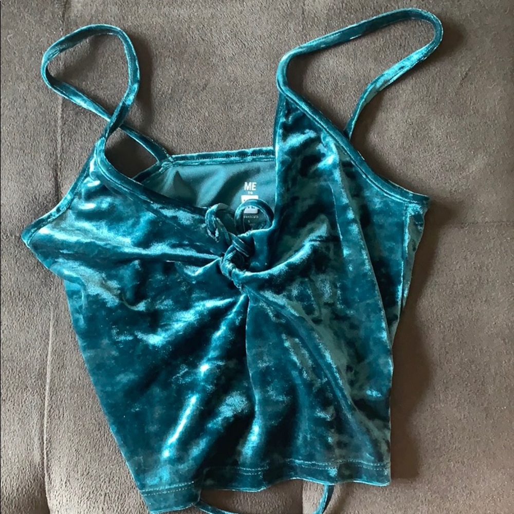 Green velvet crop tank